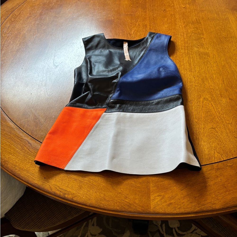 Bailey 44 Leather Colorblock top